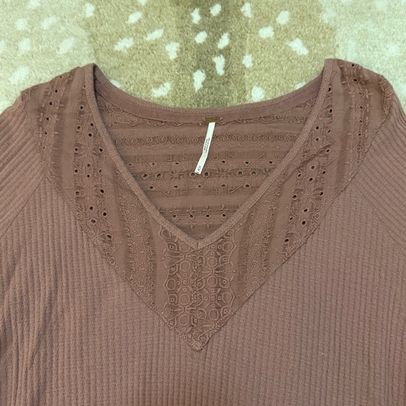 Free people ribbed lace crochet long sleeve top women’s size medium - Picture 5 of 8